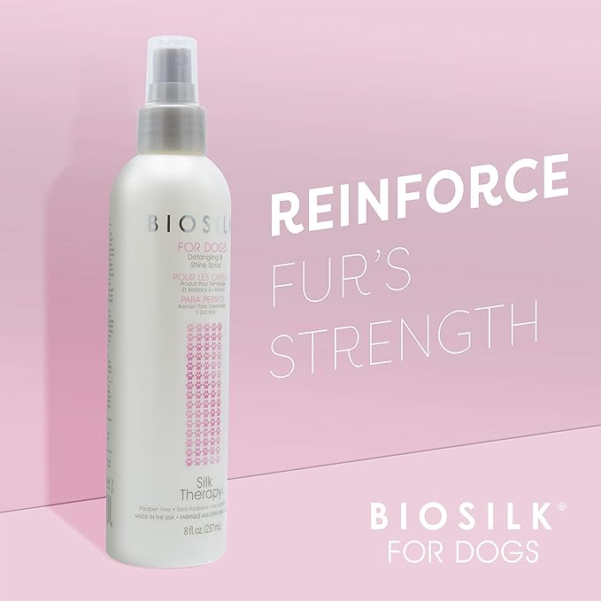 BioSilk Silk Therapy Detangling Plus Shine Protecting Mist for Dogs | Best Detangling Spray for All Dogs & Puppies for Shiny Coats and Dematting | 8 Oz - Pack of 6