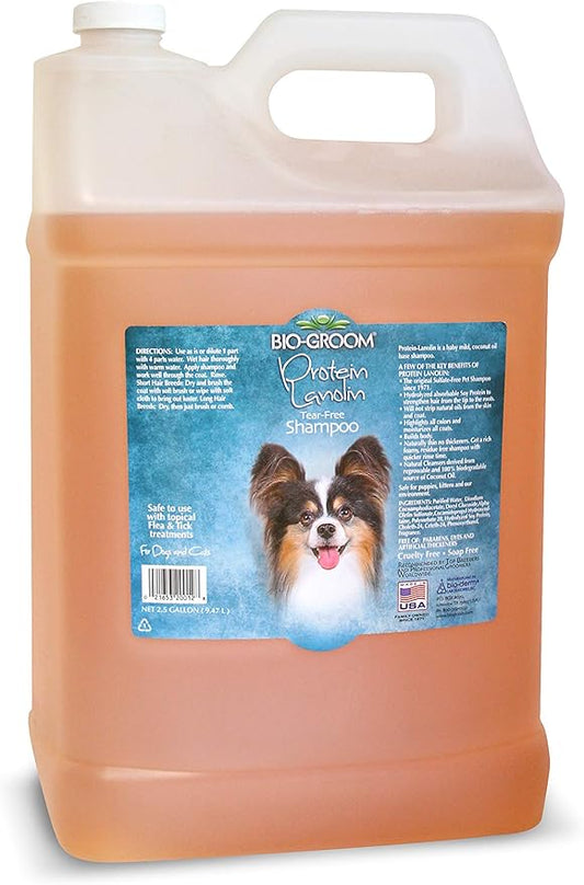 Bio-Groom Protein Lanolin Dog Shampoo – Tear-Free Pet Shampoo, Dog Bathing Supplies, Puppy Wash, Cat & Dog Grooming Supplies, Cruelty-Free, Made in USA, Tearless Dog Products – 2.5 Gallons