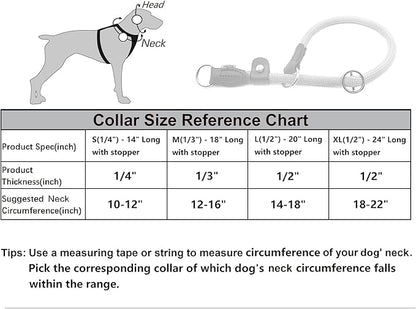 Braided Rope Collar, Training Dog Collar, Round Martingale Collar, Slip Collar with Adjustable Stopper and Slidable Stop Ring - Ideal for Small Dogs (S(1/4") - 14" Long, Dark Green)