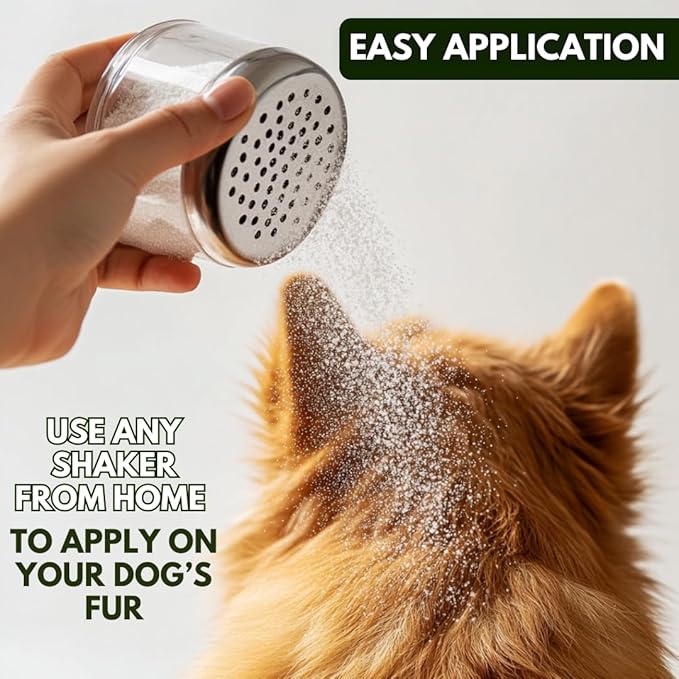 Talc-Free Dog Anti Itch Dry Shampoo Powder for Smelly Dogs, Pet Deodorizer for Skin, Ear & Paw - White Clay & Aloe Vera - 3.5 Oz