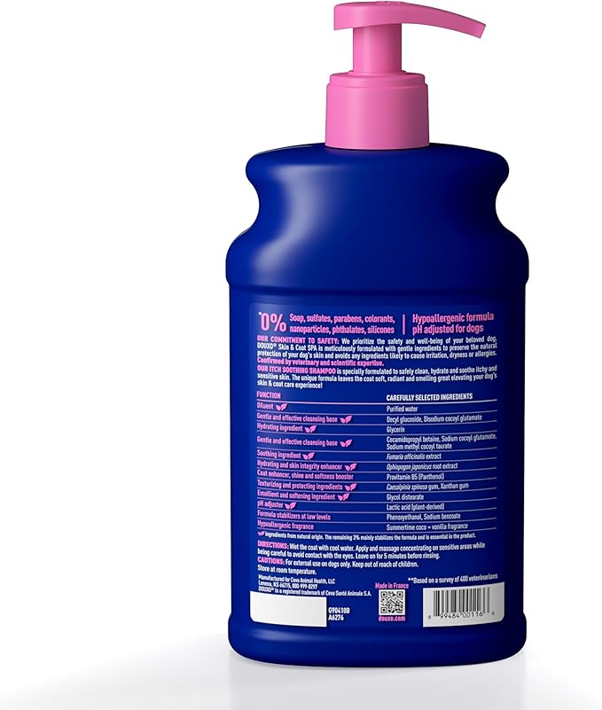 DOUXO® Skin & Coat SPA - Ultra-Safe Dog Shampoo for Itchy Skin, 16 fl oz, Cleans and Soothes The Skin, Enhances The Coat, Leaves The Coat Soft and Radiant, Skin-Friendly Formula