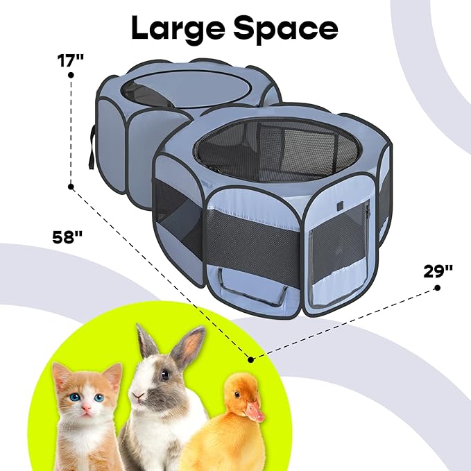 Small Animals Playpen Pop up Small Pet Cage Enclosure Hutch Kennel Tent Chick Run Brooder Box Coop Portable Foldable Outdoor Yard Fence for Kitten Ferret Puppy Guinea Pig Rabbit Hamster Chinchillas