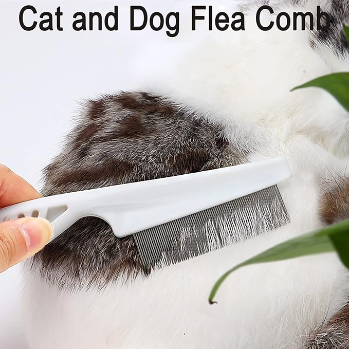 Pet Grooming Tool: Double Sided Undercoat Rake Comb for Deshedding and Dematting Dogs and Cats, Flea Comb Set (Pink/16 tooth)