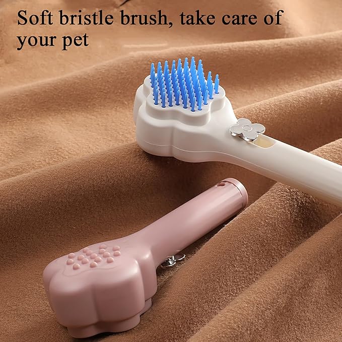 Self-Cleaning Soft Fur Brush for puppy – Scalable Gentle Grooming Brush Small Dogs Comb for Chihuahuas, Teddy Dogs, Yorkies, Maltipoos, Shih Tzus (Pink)