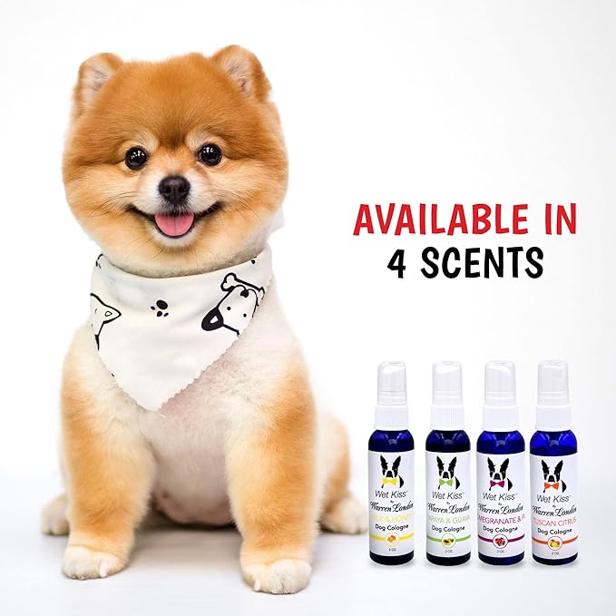 Warren London - Wet Kiss Dog Cologne, Long Lasting Dog Spray, Dog Deodorant to Remove Odor from Stinky Dogs, Milk & Honey, 2 Ounce Bottle