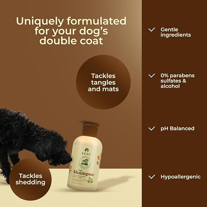 Natural Pet Shampoo for Dogs & Cats – Smooth Coat, Reduce Shedding & Odor Control – Coconut & Olive Oil Formula - Safe for Sensitive Skin, Hypoallergenic, Relieve Dry Skin - [Shampoo + Ear Drop]