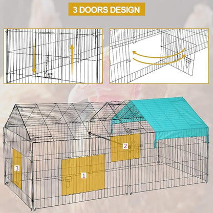 BMS Chicken Cage Pens Crate Chicken Coop Rabbit Run Cage Enclosure Exercise Pen Pet Playpen, Black