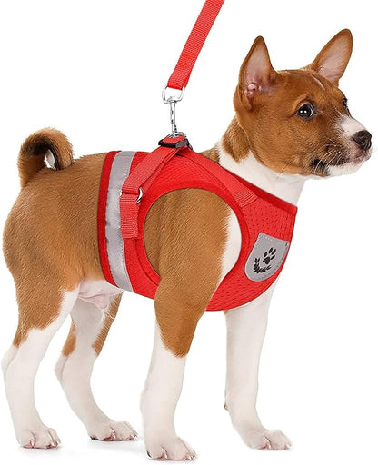 Cat Harnesses for Small Dogs - Cat Harnesses and Leashes for Walking, Adjustable Reflective Step in Dog Harness for Small Dog and Cat (Red, XS (10.2” – 11.4”))