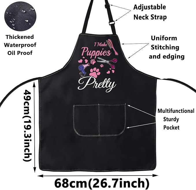 WZMPA Dog Groomer Apron With Pocket Dog Grooming Gifts I Make Puppies Pretty Adjustable Apron For Dog Stylist