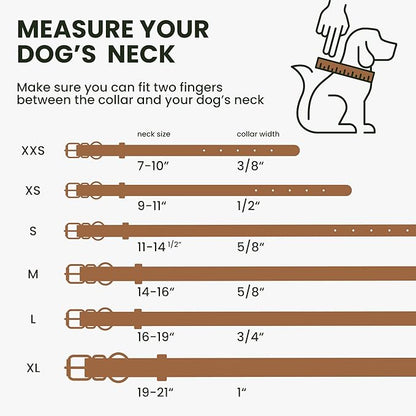 BRONZEDOG Rolled Leather Dog Collar with QR ID Tag Adjustable Soft Round Collars for Small Medium Large Dogs Puppy Cat (9" - 11" Neck Size, Light Brown)