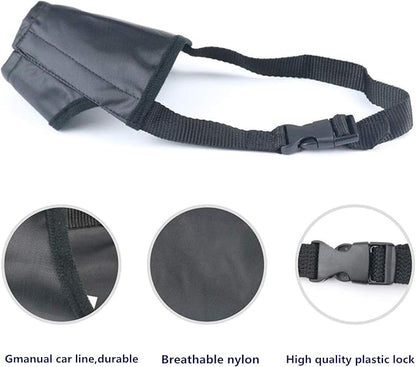 Nylon Dog Muzzle - Adjustable Quick Fit pet Muzzle Prevent from Biting Barking and Chewing for Small Medium Large Dogs,Black