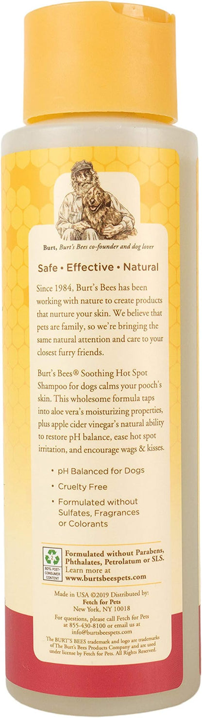 Burt's Bees for Pets Naturally Derived Soothing Hot Spot Shampoo with Apple Cider Vinegar and Aloe Vera - Itch and Hot Spot Relieving Shampoo for All Dogs - Made in USA, 16 Oz - 2 Pack