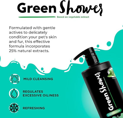 Green Shower Balm Conditioner - Liquid - Non-Oily - Nourishing - Based On Vegetable Extracts - Cruelty-Free (PETA Approved) - Fragrance-Free - Easy Rinse - 300ML - 10Fl.oz