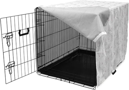 Lunarable Sail Boat Dog Crate Cover, Heart Patterned Sail with Anchor Ships Transportation Nautical, Easy to Use Pet Kennel Cover for Medium Large Dogs, 48 Inch, Blush Black White