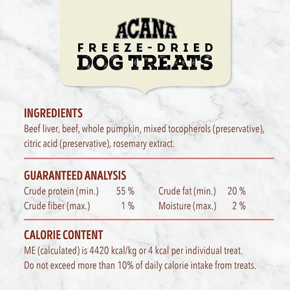 Singles Freeze Dried Dog Treats, Limited Ingredient Grain Free Beef & Pumpkin Recipe, 3.25oz