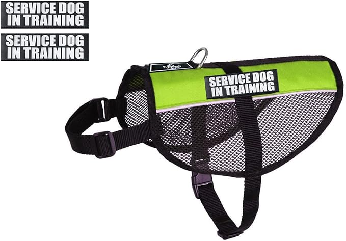 Service Dog in Training mesh Vest Dog Harness Cool Comfort. Purchase Comes with 2 Reflective Service Dog in Training Patches. Be Sure to Measure Your Dog Before Ordering