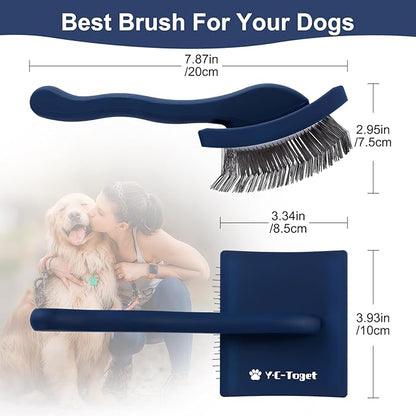 Slicker Dog Grooming Brush and Comb for Goldendoodle Poodle Doodle- Dog Slicker Brush for Long Haired Dogs- Good For Daily Brushing- Detangle & Undercoat