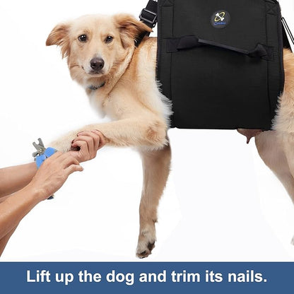 Dog Carry Sling, Emergency Backpack Pet Legs Support & Rehabilitation Dog Lift Harness for Nail Trimming, Dog Carrier for Senior Dogs Joint Injuries, Arthritis, Up and Down Stairs(M, Black)