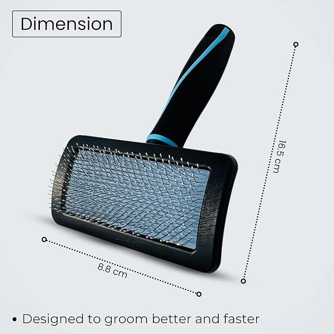 Pet Slicker Brush (Medium Size, Black) for Grooming Pet Hair with Fluff Detangle Style – Dog Brush for Long & Short Haired Dogs for Goldendoodles – Curved Pin for – Removes Tangles & Loose Fur