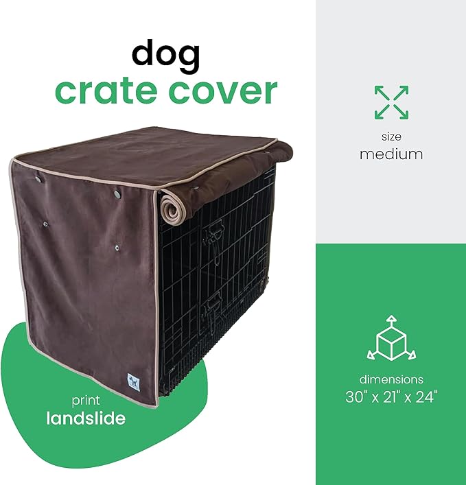 Molly Mutt Landslide Dog Crate Cover, 100% Cotton Canvas Cover with 2 Roll-Up Panels, Ideal for Dog or Cat Crate, Durable, Washable, and Free of Harmful Chemicals, 30" x 21" x 24"