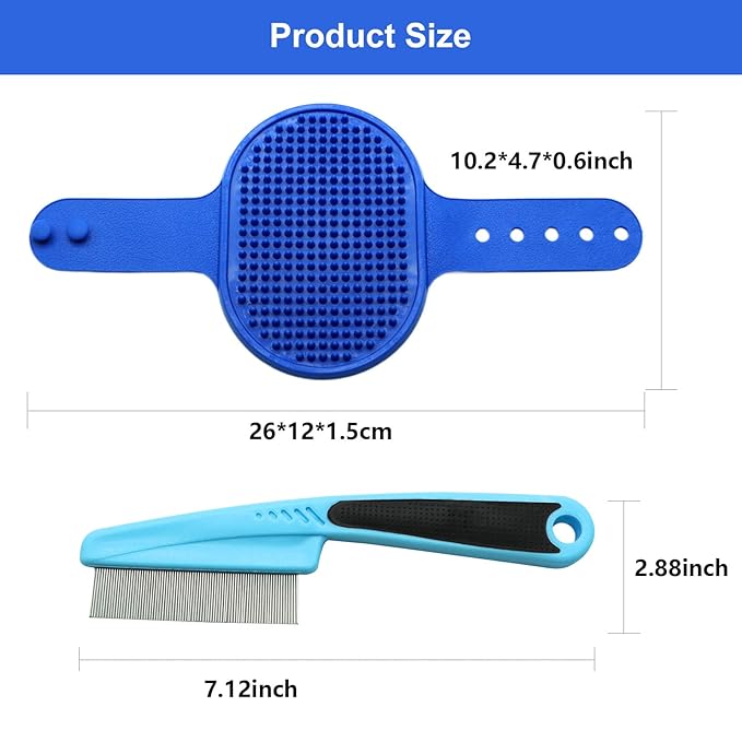 Dog Bath Brush,Cuteabc 2Pcs Cat Grooming Comb Set Included Scrub Brush for Dogs Bath and Pet Steel Combs,silicone pet brush，dog bath brush scrubber and Comb Multipurpose Tools for Cat Dogs Grooming