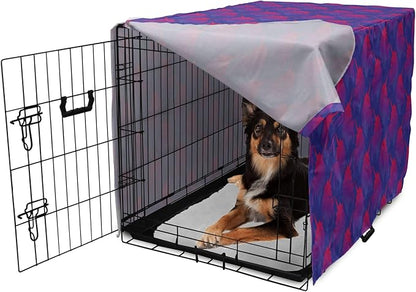 Lunarable Myth Dog Crate Cover, Pattern with Unicorn Silhouettes in Ombre, Easy to Use Pet Kennel Cover for Medium Large Dogs, 36 Inch, Indigo Magenta