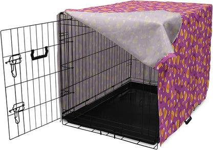 Lunarable Candy Corn Dog Crate Cover, Continuing Interpretation of Triangular Sugary Elements, Easy to Use Pet Kennel Cover for Medium Large Dogs, 36 Inch, Fuchsia Apricot