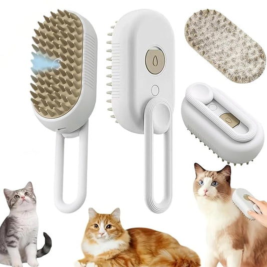 Pet hair removal brush,4-in-1 Cat Steam Brush for Hair Removal,Anti-static pet steam brush,Rechargeable Massage Comb with Spray Function for Dogs and Cats,Clean, Shedding & Grooming All in One