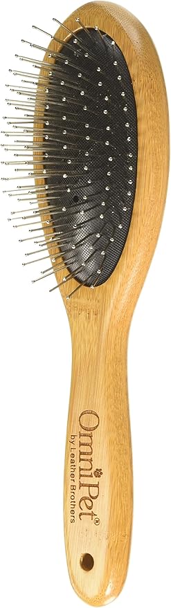 Pro-Finish Pin Grooming Brush with Carbonized Bamboo Handle, Medium, 8.5"