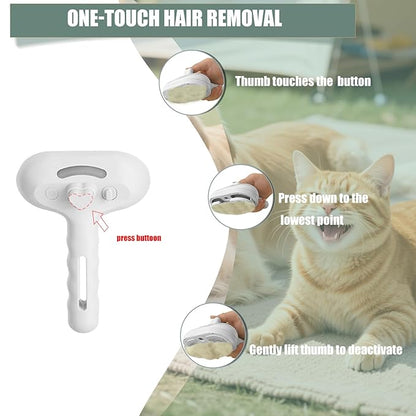 3 - in - 1 Pet Steam Brush for Cats & Dogs - Suitable for All Hair Types! One - Click Spray; Comfortable Massage; Superior Deshedding & Skin Care; Quiet Operation at ≤36dB (White)