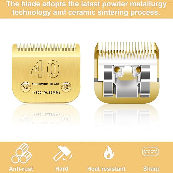 3PCS 30 Blades Compatible with Andis/Oster A5/Wahl KM-10 Series Dog Clippers, Detachable Replacement Grooming Blades (Gold 30#)