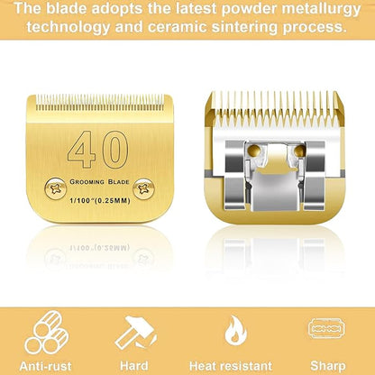 3PCS 30 Blades Compatible with Andis/Oster A5/Wahl KM-10 Series Dog Clippers, Detachable Replacement Grooming Blades (Gold 30#)