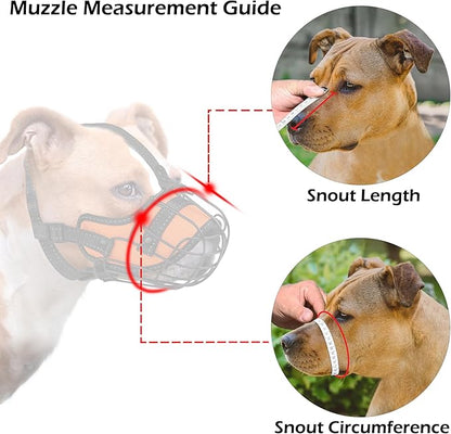 OOPSDOGGY Pitbull Dog Muzzle Reflective Metal Mask Secure Wire Basket Muzzle for Large Sized Dogs Amstaff Soft Cage Muzzle to Prevent Biting Chewing with Adjustable Nylon Straps (Orange, Pitbull)