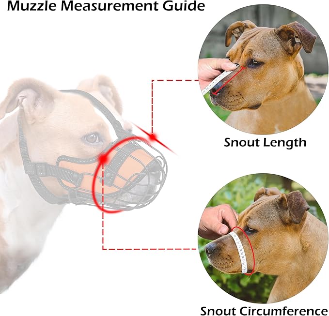 OOPSDOGGY Pitbull Dog Muzzle Reflective Metal Mask Secure Wire Basket Muzzle for Large Sized Dogs Amstaff Soft Cage Muzzle to Prevent Biting Chewing with Adjustable Nylon Straps (Black, Pitbull)