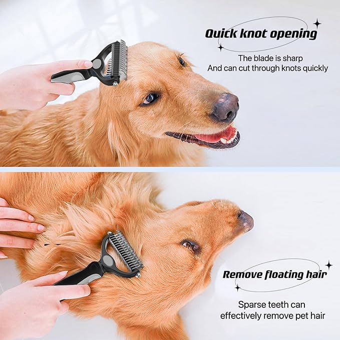 PROBUSINES-Double-Sided Pet Undercoat Rake Dehairing Undercoat Rake For Dogs And Cats - Extra Wide Dog Grooming Brush, Reduce Hair Removal By 95% Pet Stainless Steel Comb Combination
