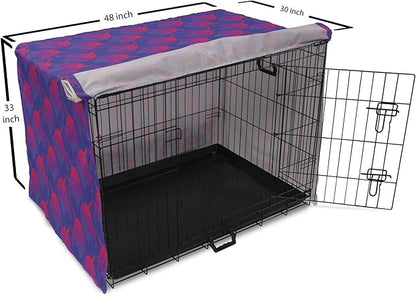 Lunarable Myth Dog Crate Cover, Pattern with Unicorn Silhouettes in Ombre, Easy to Use Pet Kennel Cover for Medium Large Dogs, 48 Inch, Indigo Magenta