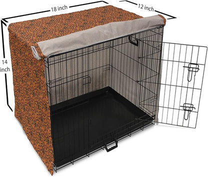 Lunarable Vintage Halloween Dog Crate Cover, Halloween Themed Elements on a Purple Background Scary Mosters, Easy to Use Pet Kennel Cover for Small Dogs Puppies Kittens, 18 Inch, Dark Purple Orange