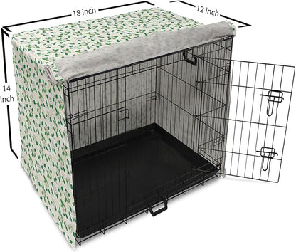 Lunarable Jasmine Dog Crate Cover, Gardenia Simplistic Romantic Flowers Continuous Pattern, Easy to Use Pet Kennel Cover for Small Dogs Puppies Kittens, 18 Inch, Fern Green Pastel Yellow
