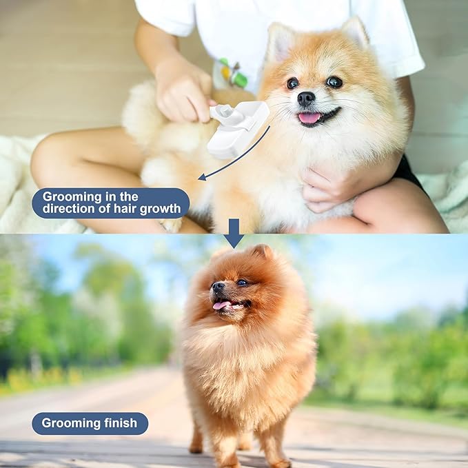 Self-Cleaning Slicker Brush for Dogs & Cats, Grooming Combs for Short & Long-Haired Dogs, Cats, Rabbits & More - Gently Removes Loose Undercoat, Mats and Tangled Hair