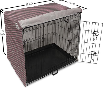 Lunarable Dusty Rose Dog Crate Cover, Retro Polka Dots Pattern in Pink Colors Spotted Texture Image, Easy to Use Pet Kennel Cover for Small Dogs Puppies Kittens, 22 Inch, Pink Peach Charcoal Grey