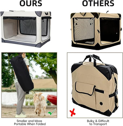 42 Inch Foldable Dog Crate - Portable Puppy Travel Crate Kennel for Large Dog, 4-Door Pet Crate with Mesh Windows, Indoor & Outdoor