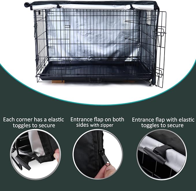 kefit Dog Crate Cover 24 inch, Kennel Cover for Dog Cage, Black