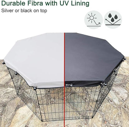 Universal Dog Playpen Cover with Sun/Rain Proof Top, Provide Shade and Security for Outdoor and Indoor, Fits All 24" Wide 8 Panels Pet Exercise Pen (8x24 W Cover, 600D Oxford)
