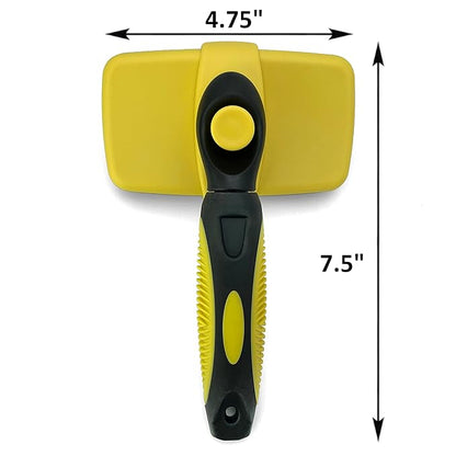 Self-Cleaning Grooming Brush for Dogs and Cats, Retractable Bristles for Easy Hair and Fur Removal - 7.5" Size