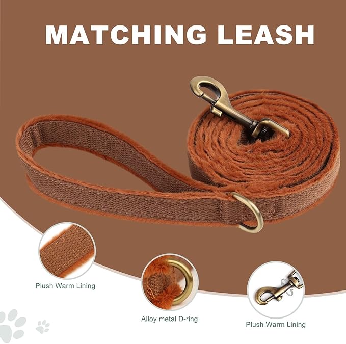 Beirui Soft Medium Dog Harness and Leash Set-Adjustable Step in Dog Harness for Medium Dogs-Easy Walk Dog Harness Medium Sized Dog-Warm No Pull Dog Harness and Leash Used in Autumn Winter(Brown,M)