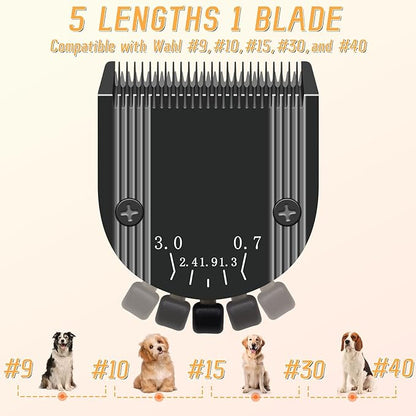 Professional Animal 5-in-1 Adjustable Blade Compatible with WAHL Arco, Bravura, Chromado, Creativa, Figura, and Motion Pet, Dog, and Horse Clippers, Replacement for WAHL-Fine (2179-301). Black-2Pcs