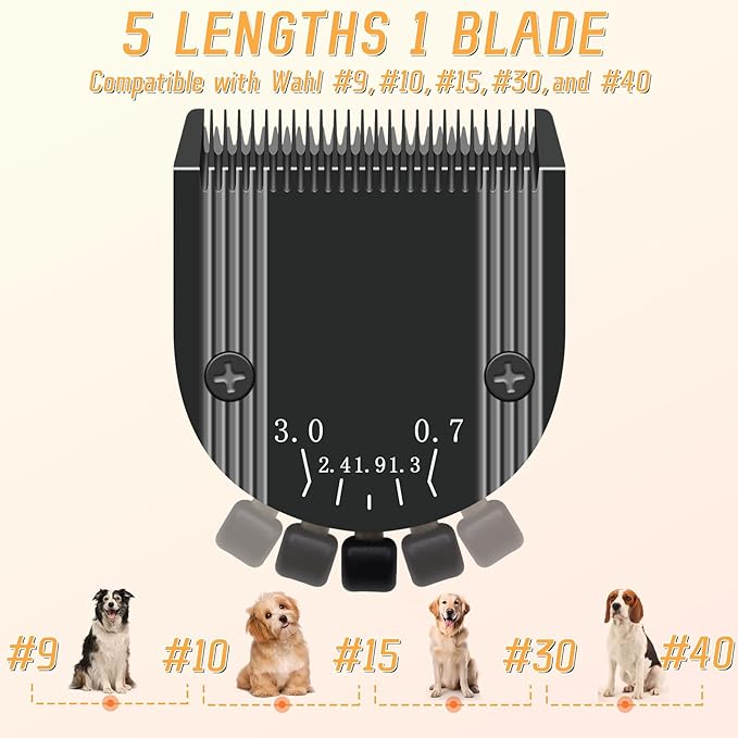 Professional Animal 5-in-1 Adjustable Blade Compatible with WAHL Arco, Bravura, Chromado, Creativa, Figura, and Motion Pet, Dog, and Horse Clippers, Replacement for WAHL-Fine (2179-301). Black-3Pcs