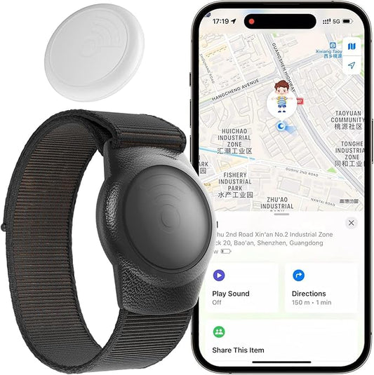 GPS Tracker for Kids, Teen, Special Needs, and Elderly, Works with Find My (iOS Only) APP, Waterproof, No Monthly Fee (Black)