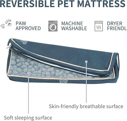 VANKEAN Waterproof Dog Crate Pad Bed Mat Reversible (Warm&Cool), Removable Washable Cover & Waterproof Inner Lining, Pet Crate Mattress for Cats and Dogs, Joint Relief Dog Bed for Crate, Navy