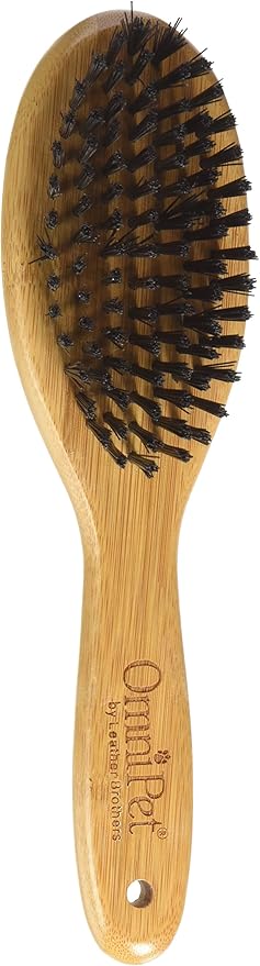 Pro-Finish Bristle Grooming Brush with Carbonized Bamboo Handle, Medium, 8.5"